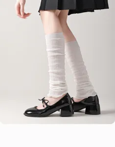 Frühling Sommer dünne Strick Stulpen weiße Rauten Mesh japanischen JK Stil Socken Detail