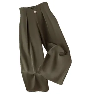 Women High Waist Wide Leg Trousers Casual Olive Green Suit Pants Spring Summer Apparel
