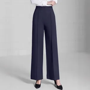 Damen Hohe Taille Weite Beine Freizeithose Lose Frühling Sommer Elegante Hose für Büro