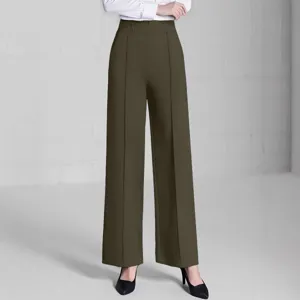 Damen Hohe Taille Weite Beine Freizeithose Lose Frühling Sommer Stilvolle Stoffhose