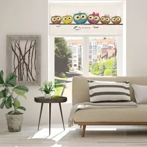 Cute cartoon owl family short curtain valance for living room window door decor item