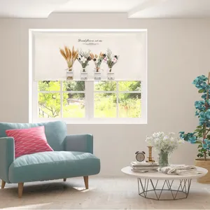 Short velcro door curtain blackout curtain with dried flower pattern for home room decor