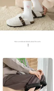 Detailed view of cozy fuzzy winter women socks with soft fleece lining and warm thermal comfort.
