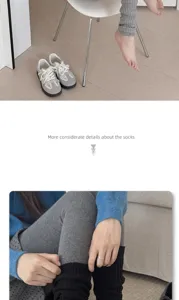 Knitted JK leg warmers slouch socks detail view winter warm long calf socks cozy style