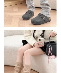 Calentadores de punto para mujer grises calcetines invierno estilo japones comodo
