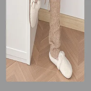 Calentadores de punto con calcetines largos trenzas pantuflas de felpa invierno detalle