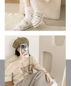 Cozy winter fleece socks and fluffy fuzzy slippers detail view, soft warm home loungewear.