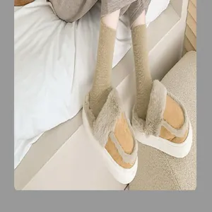 Cozy plush thermal socks and furry slippers set for women autumn winter warm sleep socks home
