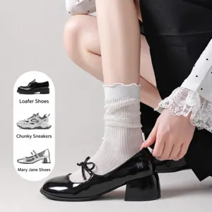 Calcetines de verano transparentes para mujer, calcetines de malla transpirables con volantes.