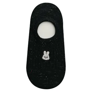 Women summer low cut boat socks invisible cute rabbit embroidery black breathable casual wear