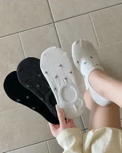 Women summer ultra thin mesh breathable boat socks floral low cut invisible socks