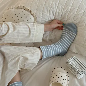 Calze a metà polpaccio a righe casual da donna, traspiranti morbide comode autunno.