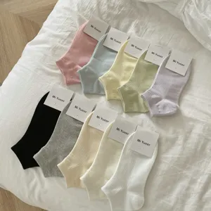 Chaussettes courtes femme coton ete printemps mignonnes colorees chaussettes cheville lot
