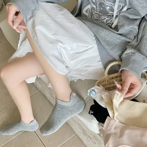 Cute bow cotton short socks for women, Japanese style ribbed breathable summer boat socks.