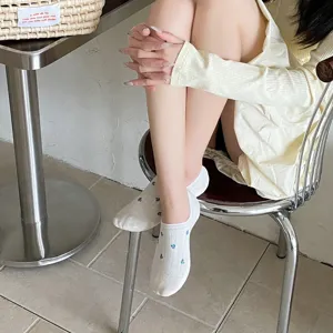 Women's ultra-thin mesh boat socks summer breathable casual low cut floral invisible socks