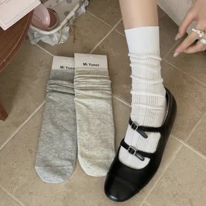 Women breathable mesh crew socks thin stacked vintage summer socks casual footwear fashion.