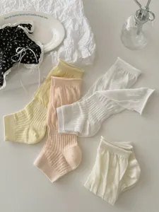 Summer ultra-thin mesh breathable footless socks, Japanese style soft slouch socks details.