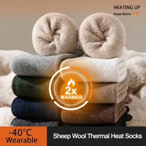 Herren Thermische Wolle Winter Socken Verdickt Gefüttert Kaltes Wetter Crew Socken Einfarbig Vielseitig Warm Lange Socken