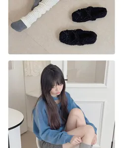 Knitted JK leg warmers for women, cozy winter slouch socks and calf sleeves for daily wear.