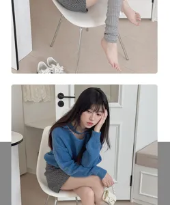 Knitted leg warmers for women, cozy winter slouch socks and long calf covers for daily wear.