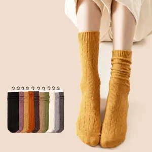Women's Winter Thickened Warm Slouch Socks Solid Color Long Tube Thermal Socks Casual Versatile Hosiery