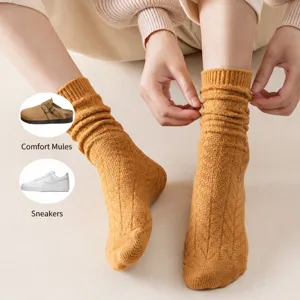 Women thick winter cozy slouch long socks comfortable warm fleece lined hosiery casual daily wear