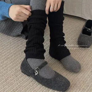 Knit JK leg warmers for women, autumn winter long slouch socks, cozy thermal boot cuffs.