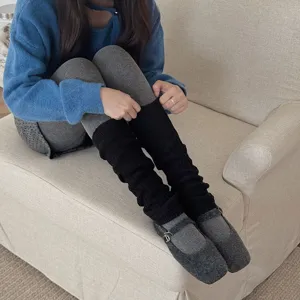 Knitted leg warmers for women, autumn and winter long slouch socks, cozy warm boot cuffs.