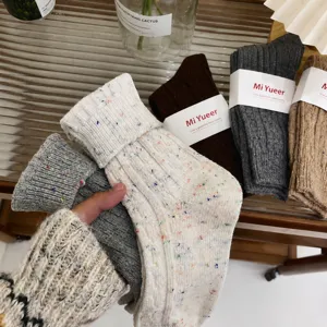 Women thick winter mid tube socks flecked warm cozy casual hosiery knit socks daily wear