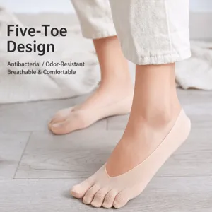 Calcetines invisibles de verano mujer malla cinco dedos transpirables color liso