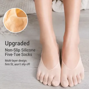 Calcetines de cinco dedos para mujer de verano finos transpirables color piel invisibles