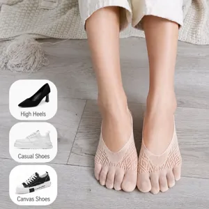 Women breathable mesh toe socks thin invisible five toe boat socks for summer daily use