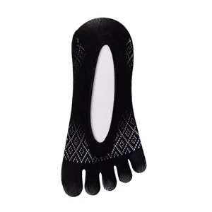Women black mesh five toe invisible boat socks breathable low cut short socks summer style