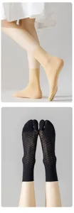 Women mesh thin mid tube split toe socks breathable two toe socks comfortable summer hosiery