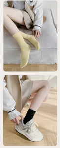 Women solid color mid-tube socks summer breathable casual comfortable hosiery wear