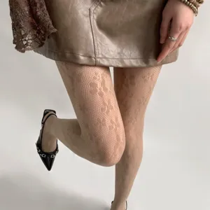 Primavera estate collant pizzo lolita sottili, bellissimo dettaglio rete floreale.