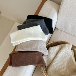 Women's winter wool cashmere socks thickened warm mid tube slouch socks solid cozy casual thermal