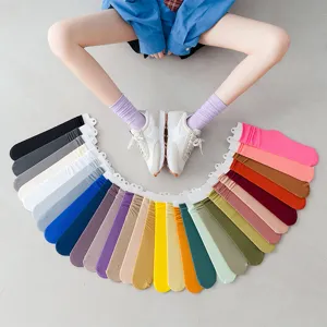 Calcetines Slouch Finos y Lisos de Mujer Nailon Transpirable Color Caramelo Verano Medias Diarias