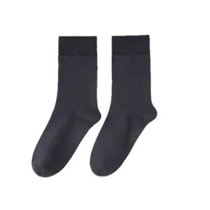 Men's Pure Cotton Business Crew Socks Ribbed Breathable Solid Color Comfortable Daily Casual Dress Socks For Men