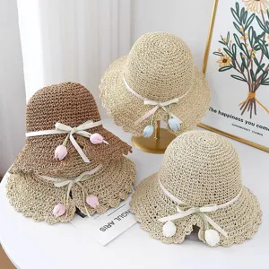 Sombrero de paja mujer estilo coreano borde encaje verano playa vacaciones ala grande