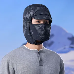 Winter thermal ushanka hat with face mask windproof outdoor ski hat for men and women