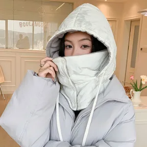 Winter warm bomber hat with integrated face mask windproof fleece padded skiing cap for women