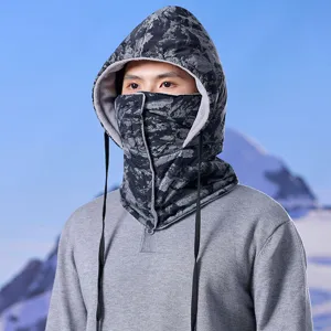 Winter thermal ski mask hat windproof fleece lined integrated cap for outdoor cycling use
