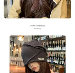 Schlupfmütze Strickmütze für Damen, lässige Streetwear Herbst Winter warme Kopfbedeckung.
