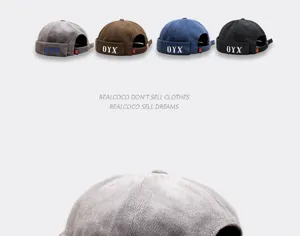 Stilvolle Kord-Mütze ohne Schirm mit OYX Stickerei, lässiger Retro Hip-Hop Hat in vier Farben.