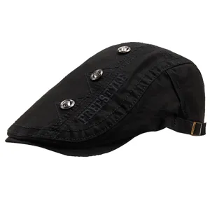Heren Casual Zwarte Platte Pet Katoen Zomer Zonneklep Baret Mode Hoed Outdoor Stijl