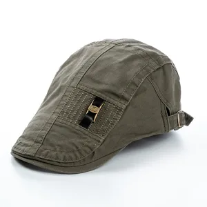 Classic men's cotton flat cap casual outdoor ivy beret hat solid adjustable design