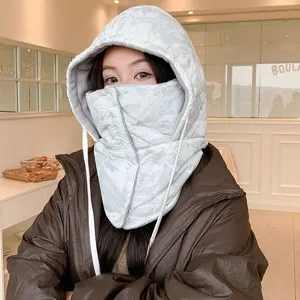 Winter warm ushanka hat windproof face mask integrated outdoor cycling hooded bib cap