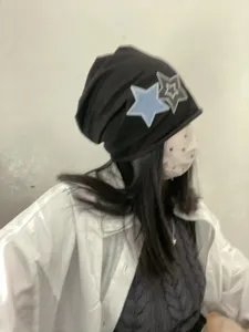 Bonnet slouchy rétro américain avec patchs étoiles pour hommes et femmes mode streetwear