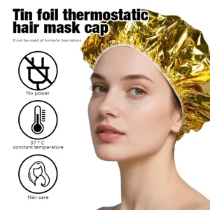 Tin foil thermostatic hair mask cap for salon and home hair care treatments without power.